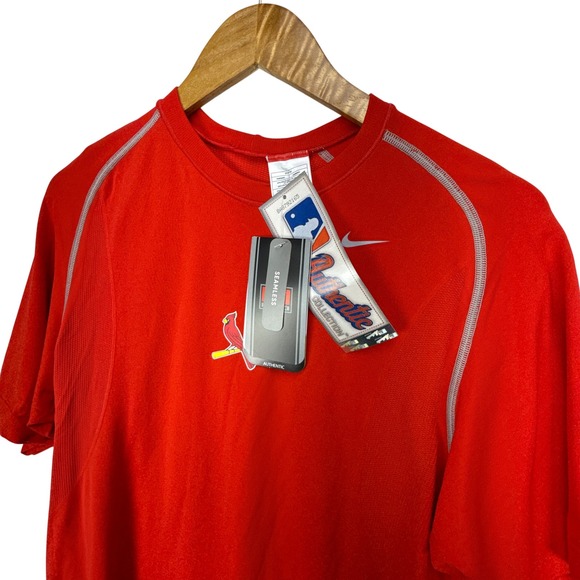 Vintage Nike Dri Fit Short Sleeve Shirt Men Large Red NWT MLB St Louis Cardinals - Picture 1 of 9